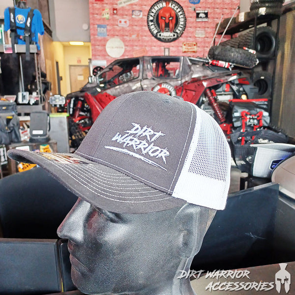 Snapback Trucker Hats Gray cap with 'Dirt Warrior' logo