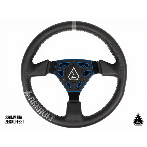 BLUE - Assault Industries Universal Navigator Leather UTV Steering Wheel
