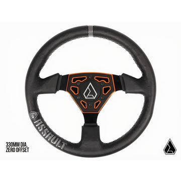 ORANGE - Assault Industries Universal Navigator Leather UTV Steering Wheel
