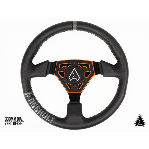 ORANGE - Assault Industries Universal Navigator Leather UTV Steering Wheel
