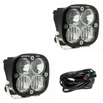 Squadron Pro Black LED Auxiliary Light Pod Pair Driving / Combo Clear