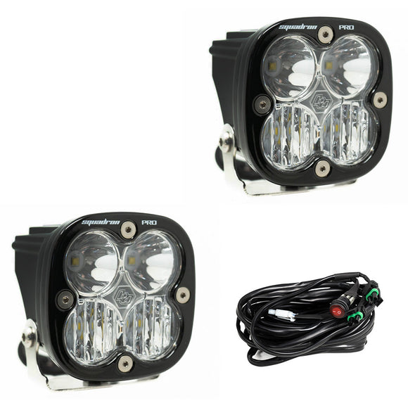 Squadron Pro Black LED Auxiliary Light Pod Pair Driving / Combo Clear