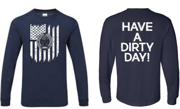 Navy Blue Long Sleeve DIRTY DAY T-Shirt