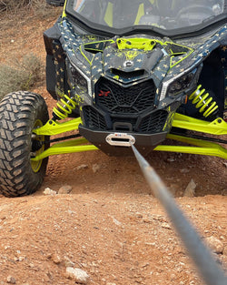 Black Can Am x3 winch bumper on green can am x3 max