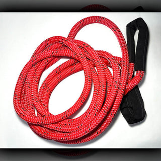 JM Rigging 5/8" x 20FT Kinetic Recovery Rope, BLK Coated w/ 8" Eyes & BLK Protective Sleeve