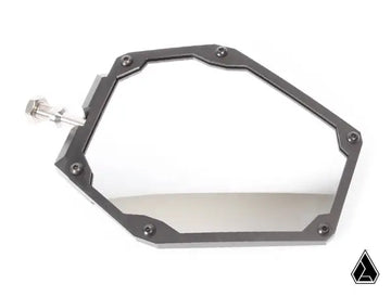 ASSAULT INDUSTRIES B2C Convex side mirror with black anodized angular detailing and chamfered edges on a silver finished bezel.