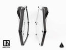 ASSAULT INDUSTRIES B2C Convex side mirror with black anodized angular detailing and chamfered edges on a silver finished bezel.
