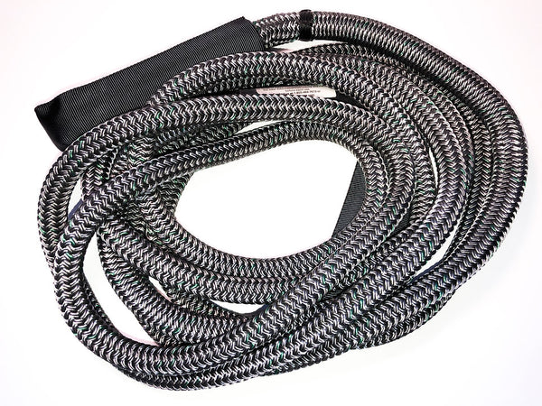 JM RIGGING 1/2" x 20FT Kinetic Recovery Rope, BLK Coated w/ 8" Eyes & BLK Protective Sleeve