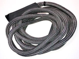 JM Rigging 5/8" x 20ft Kinetic Recovery Rope, BLK Coated w/ 8" Eyes & BLK Protective Sleeve